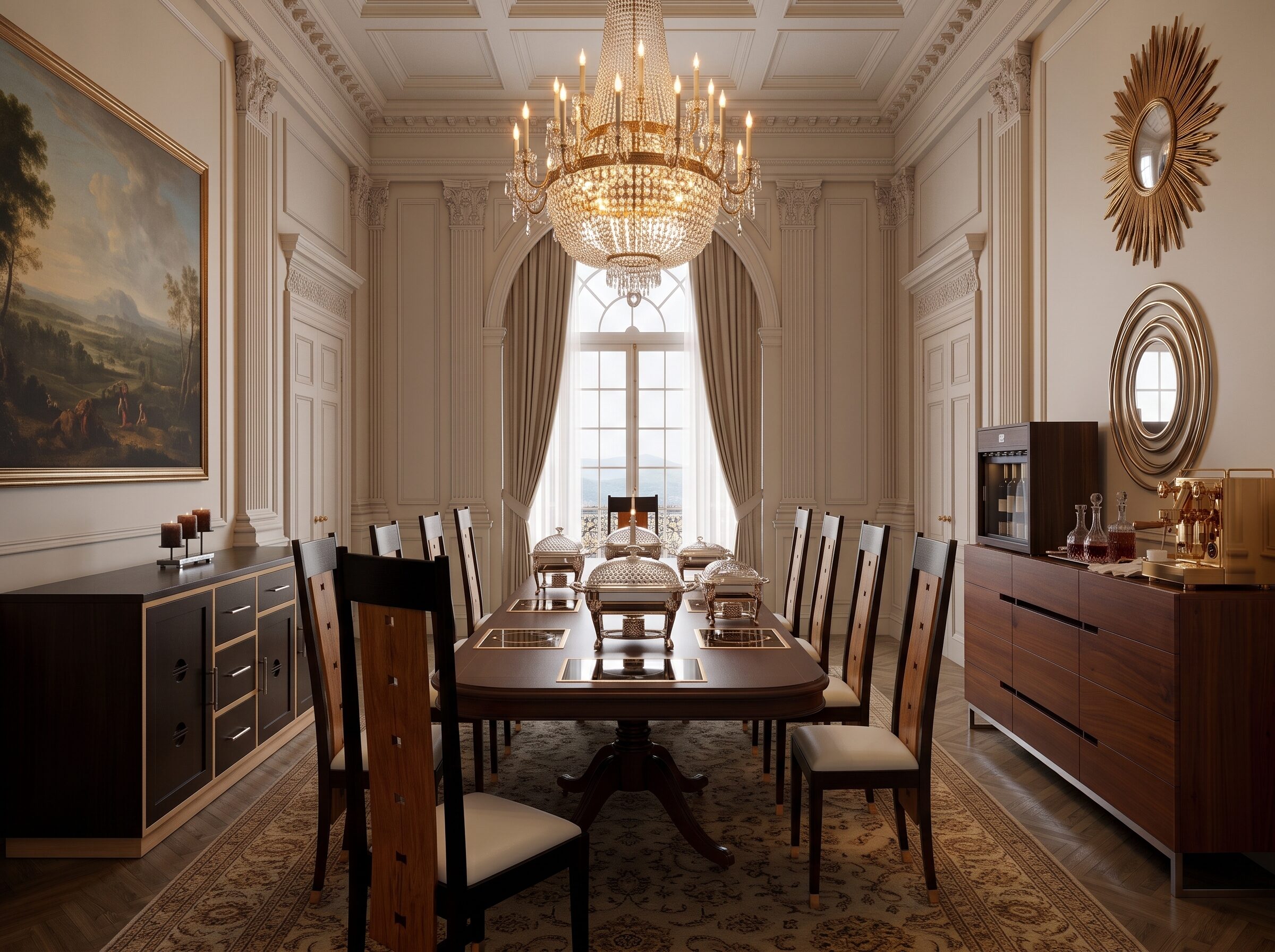 Furniture sets in a dining area